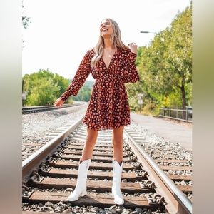 NWT Buddy Love Parker V-Neck Skater Dress - Cherry Bomb - S / Red / Abstract